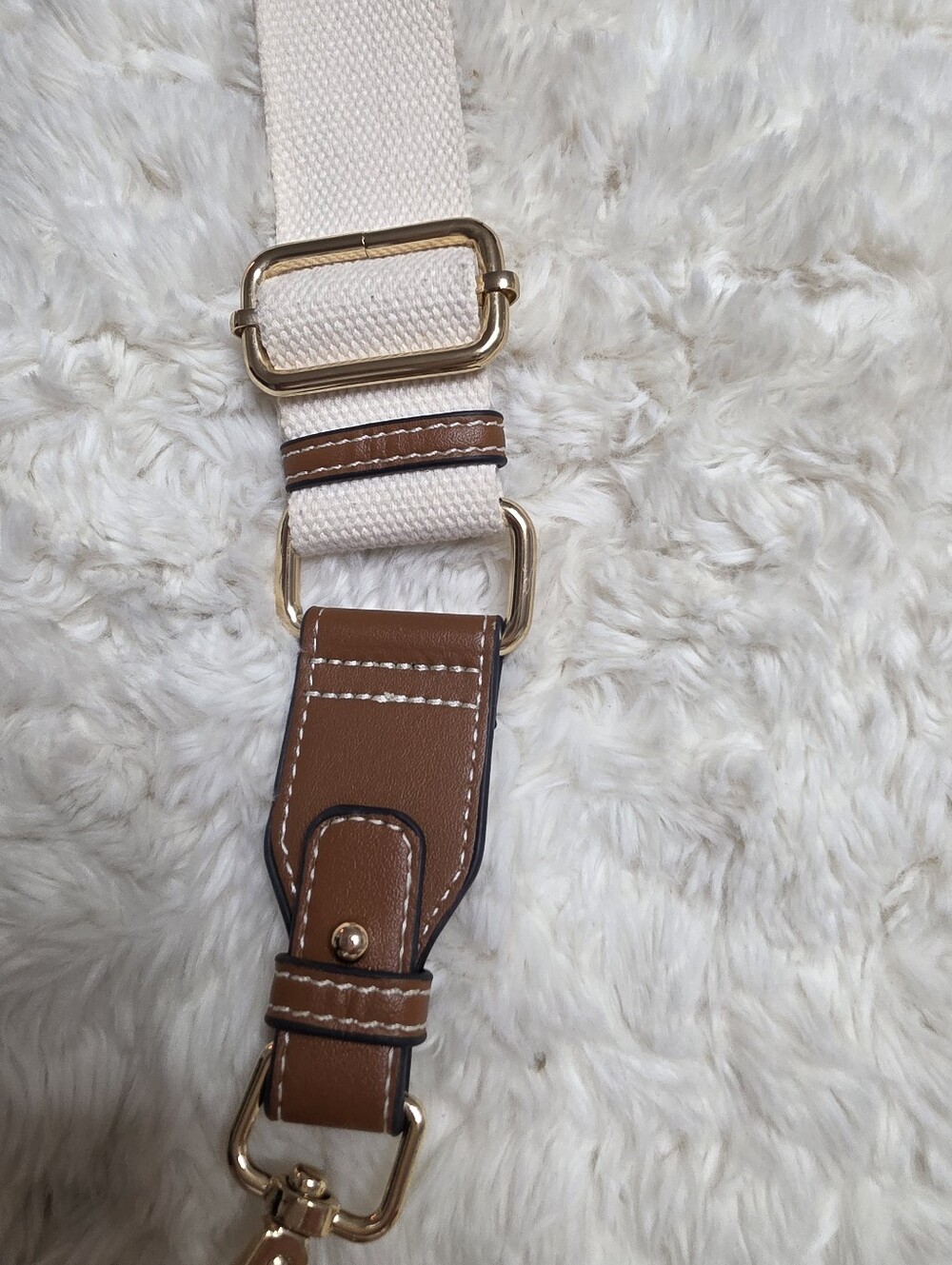 Woven Crescent Shoulder Bag in Natural with Cream Strap - Picture 6 of 7